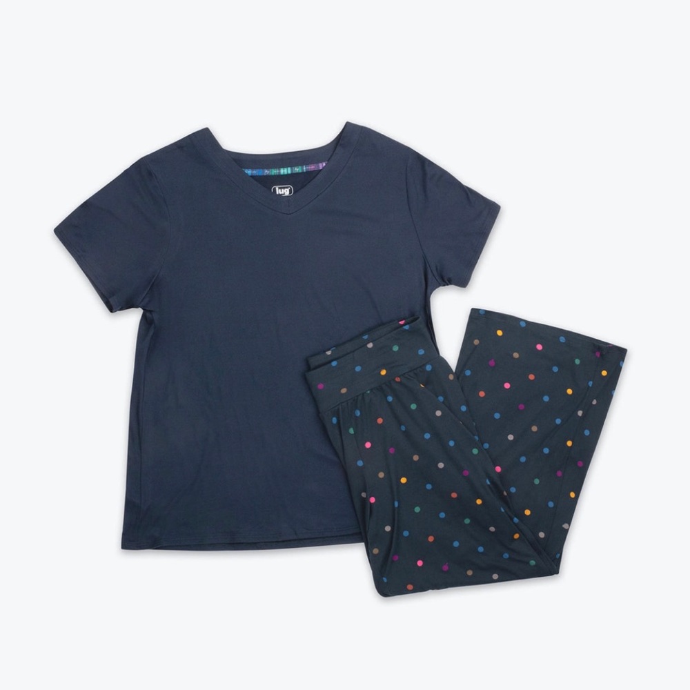 Lug Boomer pajama Lounger set - Multi Dots Navy pants and top